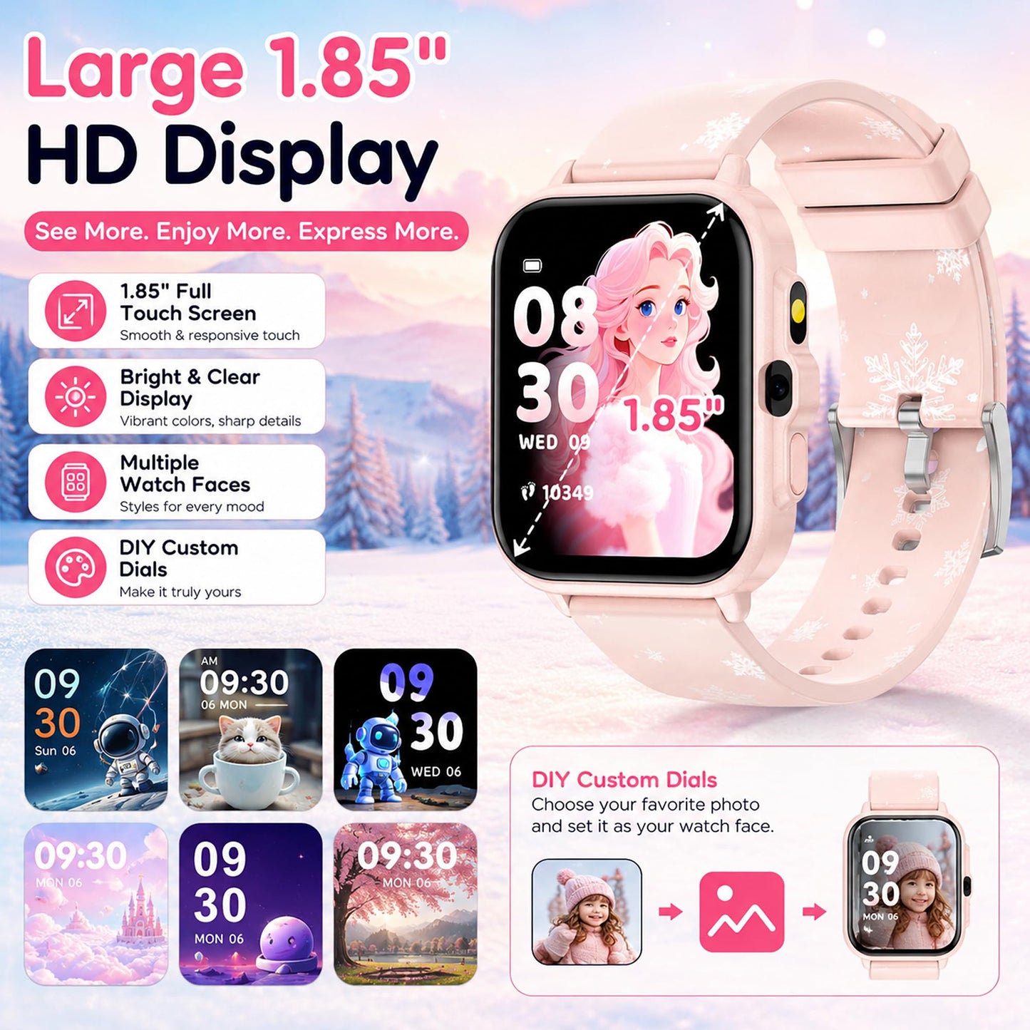 Smart Watch for Kids Boys Age 5-12, Ai Functions Games HD Touch Screen Watches with Video Camera Music Player Pedometer Heart Rate Sleep Tracker Christmas Birthday Gifts for Boys (Camouflage, 1.85")