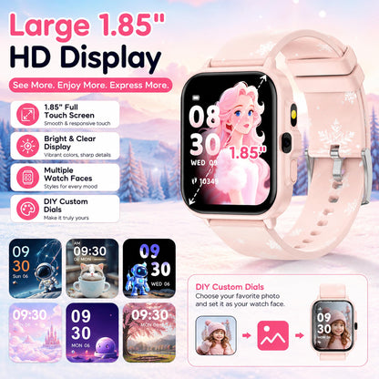 Smart Watch for Kids Boys Age 5-12, Ai Functions Games HD Touch Screen Watches with Video Camera Music Player Pedometer Heart Rate Sleep Tracker Christmas Birthday Gifts for Boys (Camouflage, 1.85")
