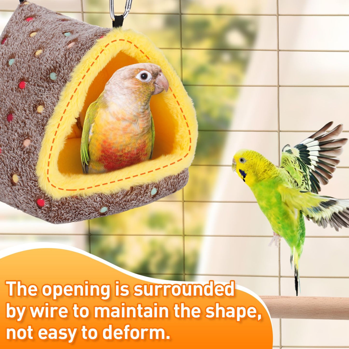 Large Winter Warm Bird Nest House, Comfortable Bird Bed for Cage with Mat, Hanging Hammock Shed Hideaway Hut Gift for Macaws African Grey Amazon Parrots