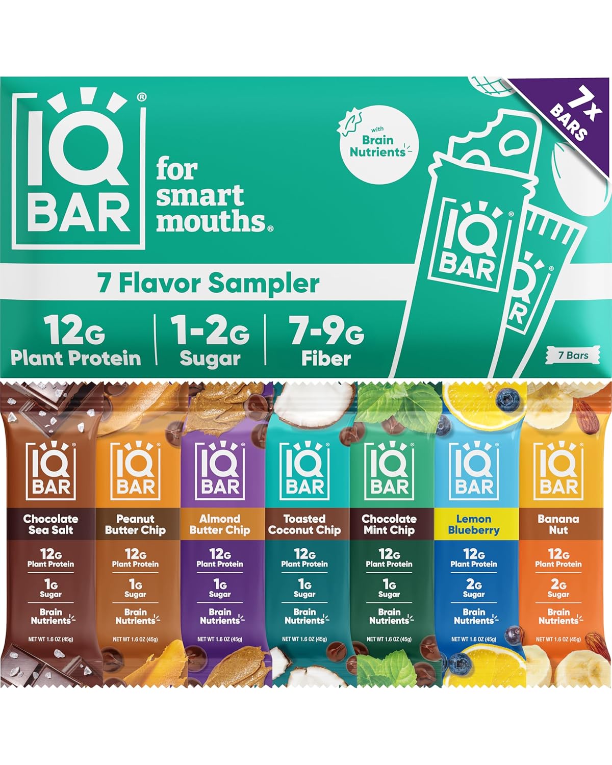 IQBAR Clean Plant Protein Bars, Almond Butter Chip 12-Count | Protein Snack | High Fiber, High Protein, Low Sugar, Clean Label Project Certified | Gluten Free, Dairy Free, Vegan, Keto, Soy Free