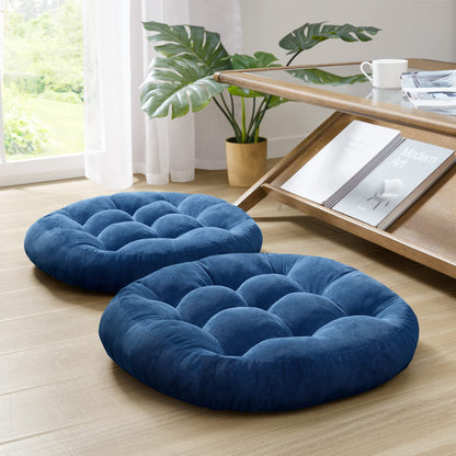 Meditation Floor Pillow Set of 2, Round Large Pillows Seating for Adults, Tufted Corduroy Cushion for Living Room Tatami, Beige 22 Inch