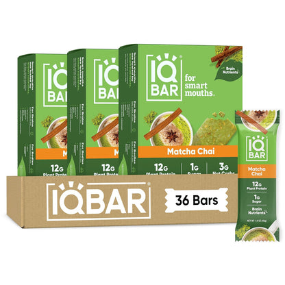 IQBAR Clean Plant Protein Bars, Almond Butter Chip 12-Count | Protein Snack | High Fiber, High Protein, Low Sugar, Clean Label Project Certified | Gluten Free, Dairy Free, Vegan, Keto, Soy Free