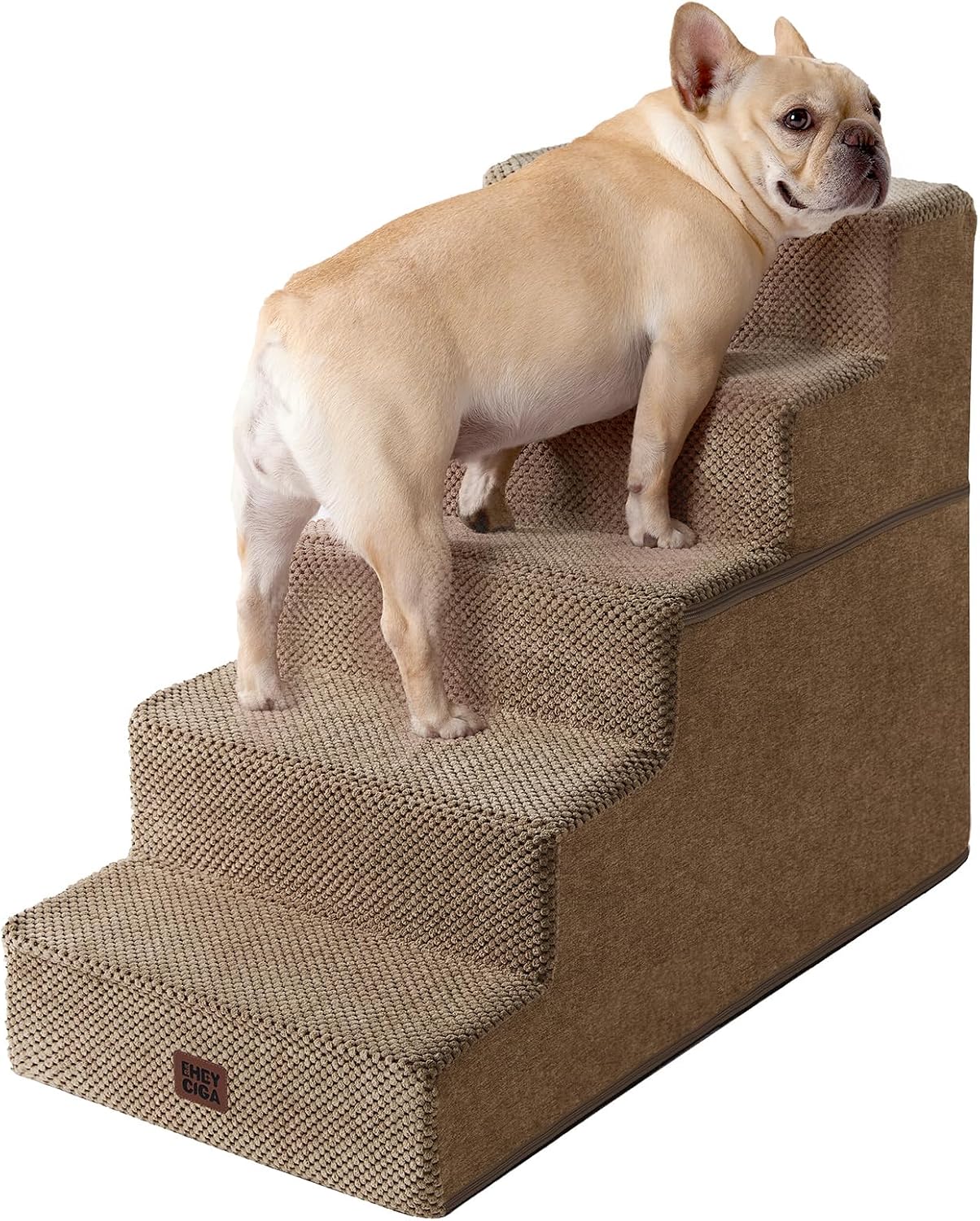 EHEYCIGA Dog Stairs for Small Dogs 13.5" H, 3-Step Dog Steps for Couch Sofa and Chair, Pet Steps for Medium Cats, Non-Slip Balanced Pet Ramp Indoor, Grey