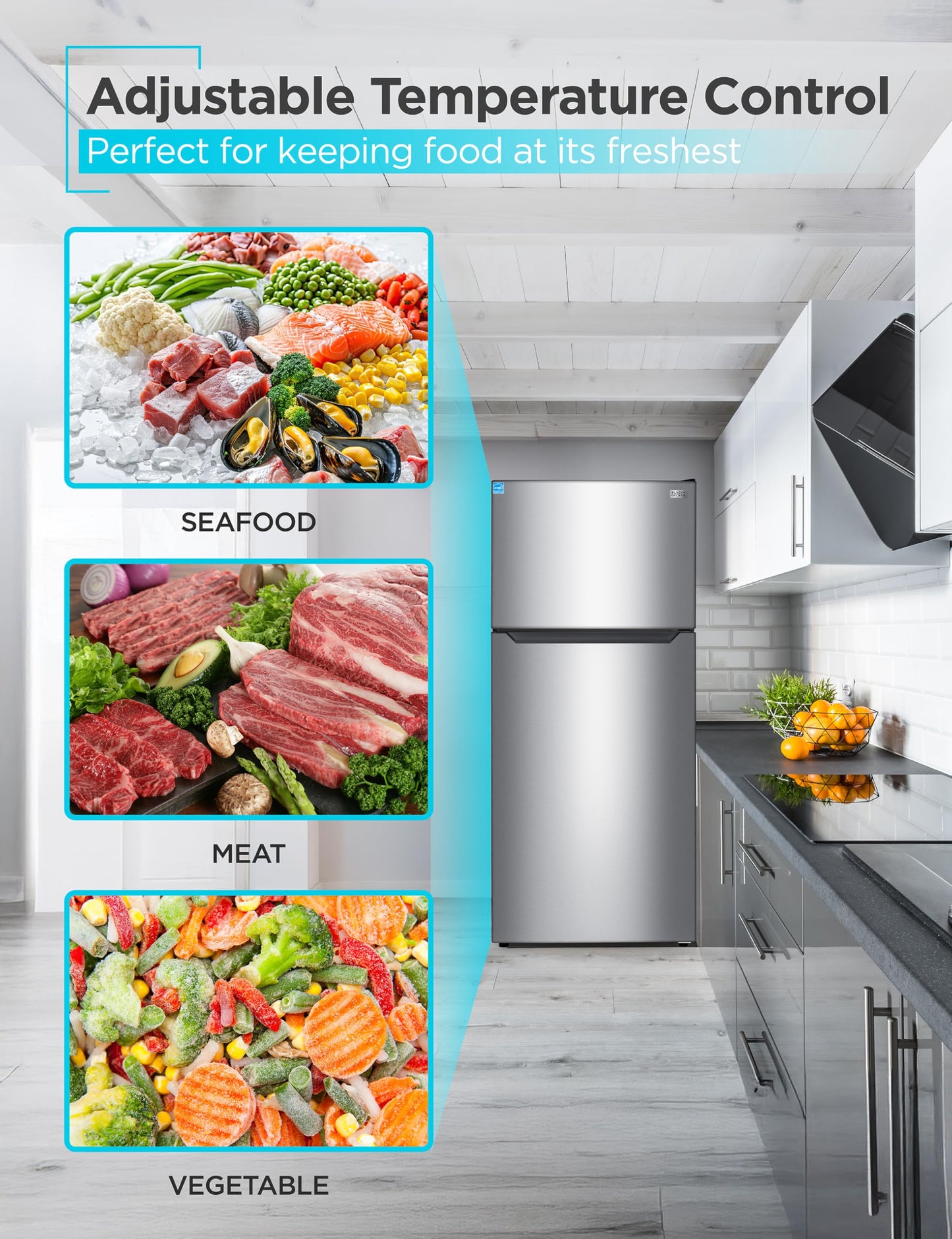 BLACK+DECKER 16.4 Cu. Ft. Top Mount Refrigerator with Freezer, 2 Door Refrigerator with Top Freezer and Separate Temperature Controls, Auto Defrost, BR1640KW, White