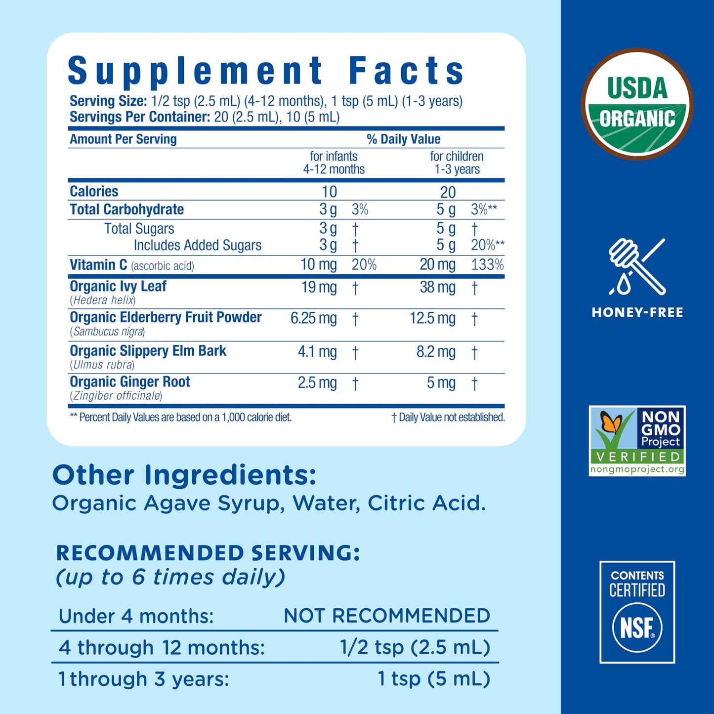 Mommy's Bliss Organic Baby Cough Syrup and Mucus + Immunity Support, Contains Agave & Ivy Leaf, 4 month+, 1.67 Fl Oz