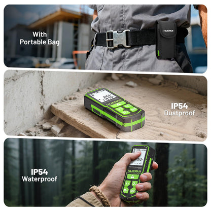 Huepar 395FT Bluetooth Green Laser Measuring Tool S120-G-BT | 1/16in Accuracy, APP Control, Angle Sensor, Carry Bag, Laser Distance Measurement Tool, Digital Laser Room Measuring Device
