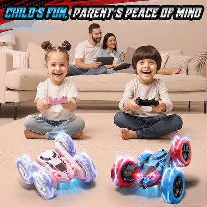 Hamdol Remote Control Car for Kids, 360° Rotating Double-Sided RC Car with LED Headlights, 4WD 2.4GHz Electric Rechargeable Toy Vehicle for Boys and Girls, Perfect Birthday