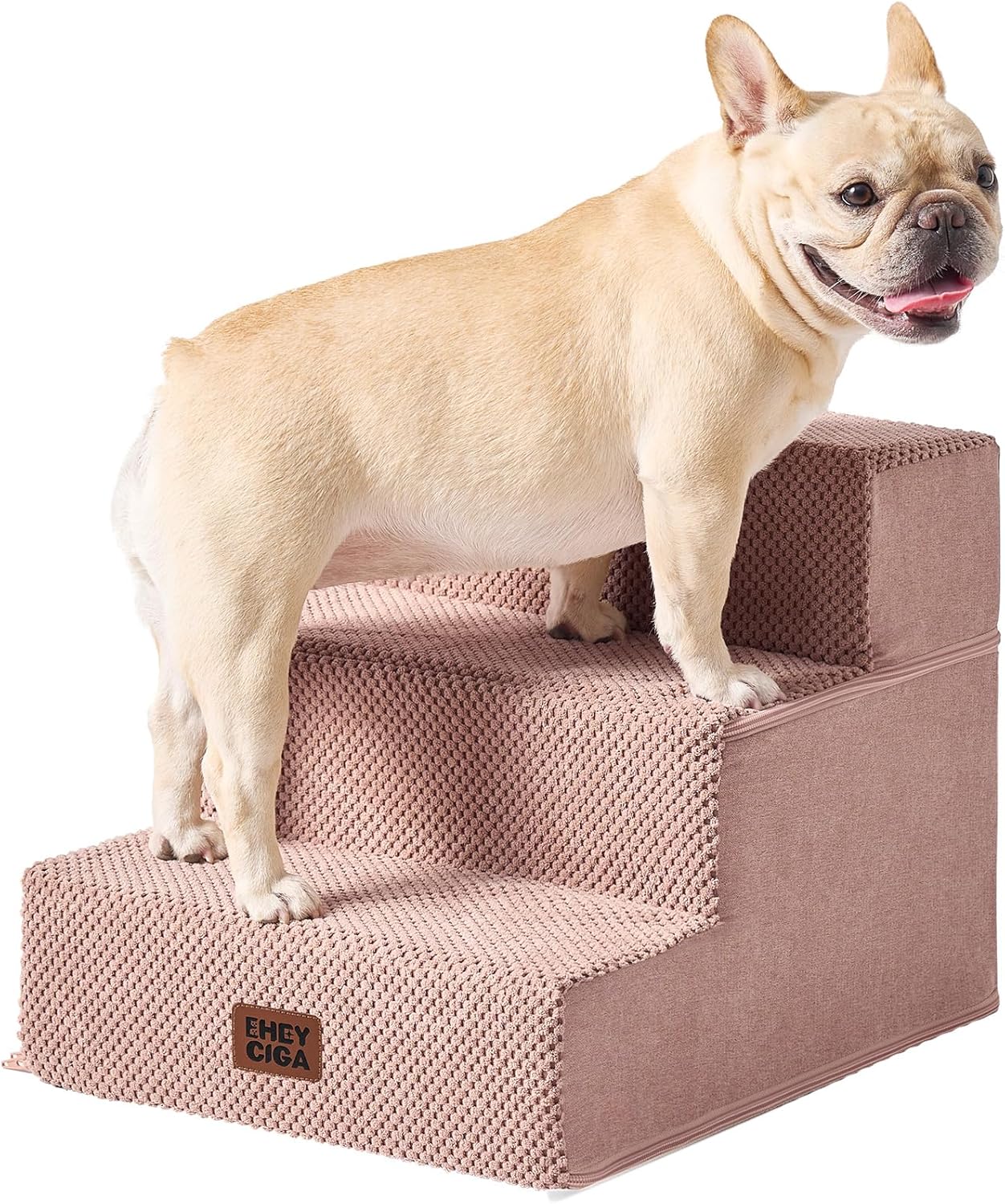 EHEYCIGA Dog Stairs for Small Dogs 13.5" H, 3-Step Dog Steps for Couch Sofa and Chair, Pet Steps for Medium Cats, Non-Slip Balanced Pet Ramp Indoor, Grey