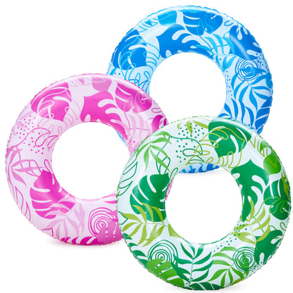 JOYIN Inflatable Swim Tube Raft (3 pack) with Summer Fruits Painting, Pool Toys for Swimming Pool Party Decorations