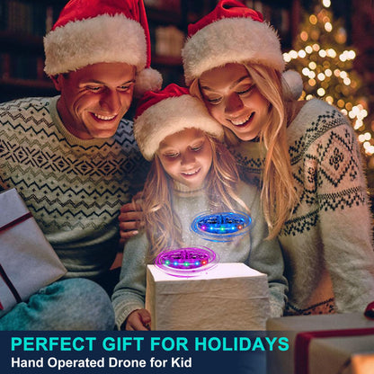 Hand Operated Flying Toy Drone for Kids, 360° Hands Free Motion Sensors Mini Drone with Cool LED Lights, Easy Indoor Small UFO Toy Flying Ball Drone for 6 7 8 9 10+ Year Old Boys and Girls (Blue)