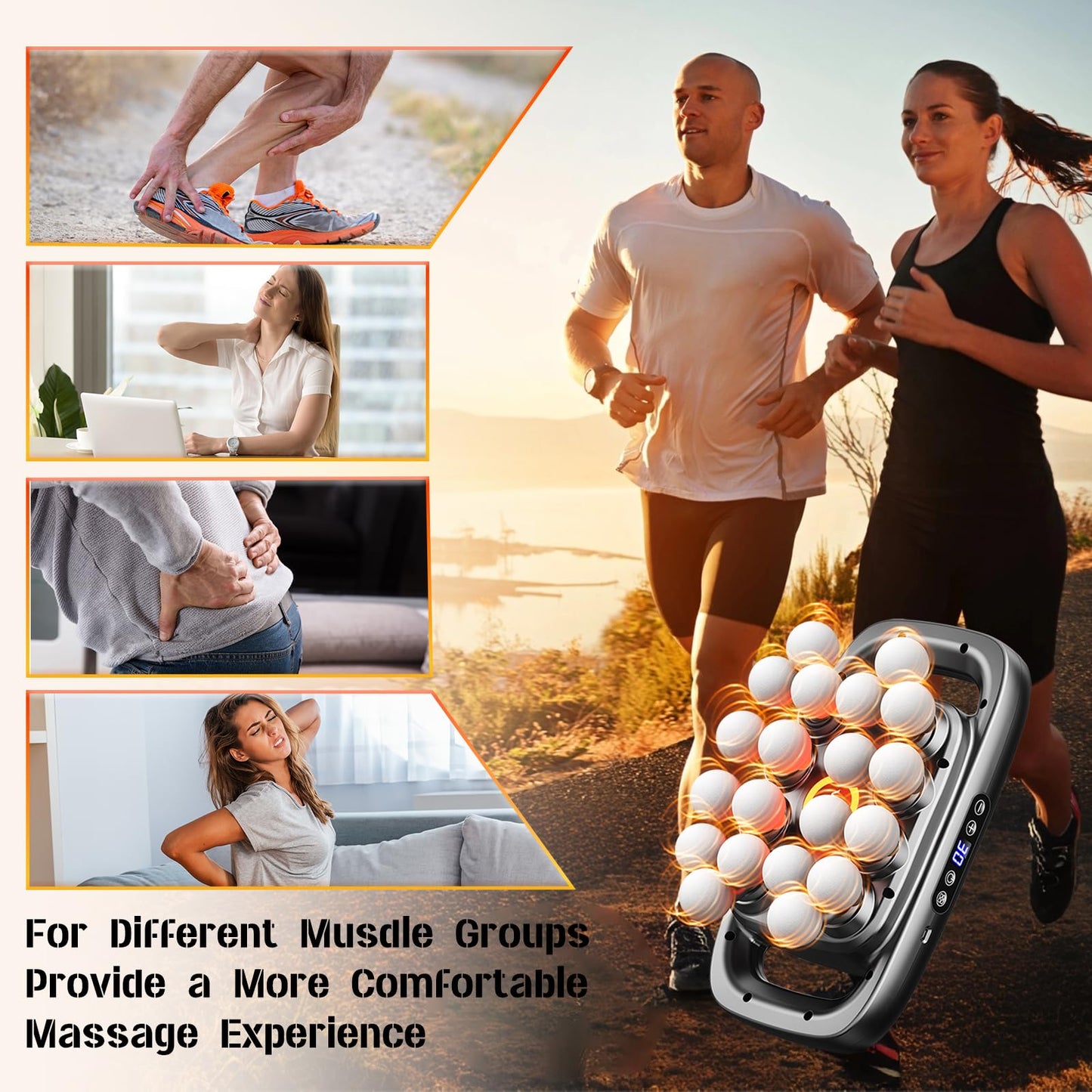 16 Head Deep Tissue Back Massager for Pain Relief, Multi Head Massager for Neck Shoulder, Massage Cushion with Red Light, Adjustable Intensity for Chair Home Office Car, Gifts for Men