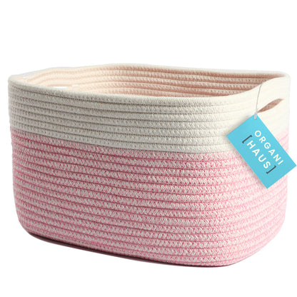 Light Honey Cotton Rope Baskets for Shelves, Set of 3 - 15"×10"×9½" - Woven Storage Baskets for Organizing - Closet, Nursery, Bedroom, Playroom - Toys, Books, Towels, Clothes