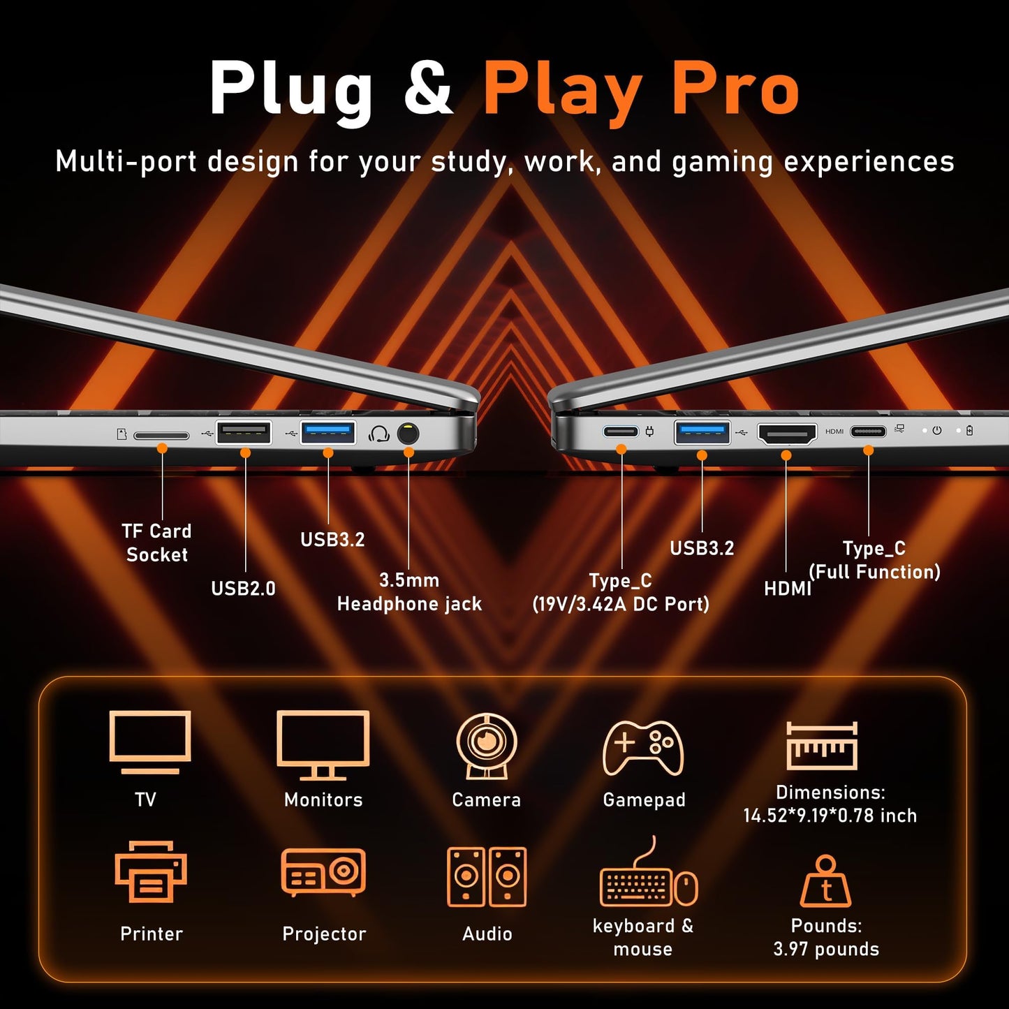 Gaming Laptop, 16 Inch Lap Top Computer 2026 with Ryzen 7 5825U Processor, 16GB DDR4, 1T SSD, Window 11 Pro, Backlit Keyboard, FHD Display 1920*1080P, WiFi 6, HDMI, for Student, Office, Business