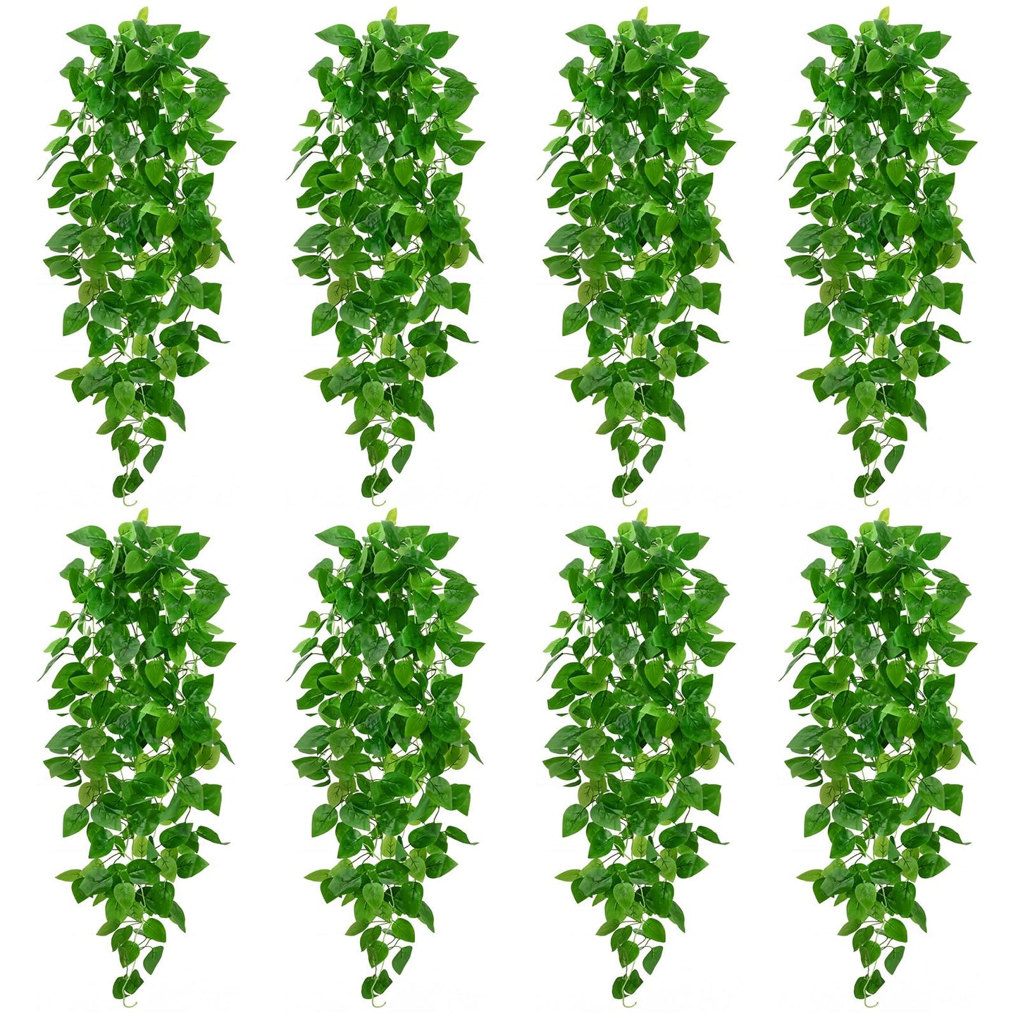 BLEUM CADE Fake Hanging Plants, 2pcs Artificial Pothos Vines Faux Plants Greenery for Wall Home Living Room Office Indoor Outdoor Decor (No Baskets)