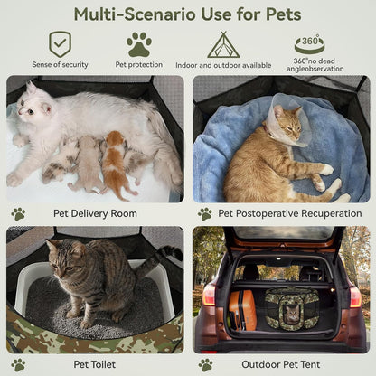 Siedihit Dog Cat Playpen, Puppy Pet Playpen Indoor for Small Dog Crate Tent Cage Outdoor, Portable Pop Up Dogs Enclosure Kennel with Carrying Case for Dogs/Cats/Rabbits(Grey, Small