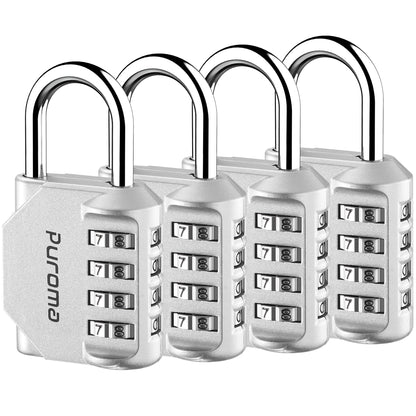 Puroma 2 Pack Combination Lock 4 Digit Padlock for School Gym Locker, Sports Locker, Fence, Toolbox, Case, Hasp Storage (Black & Code Window)