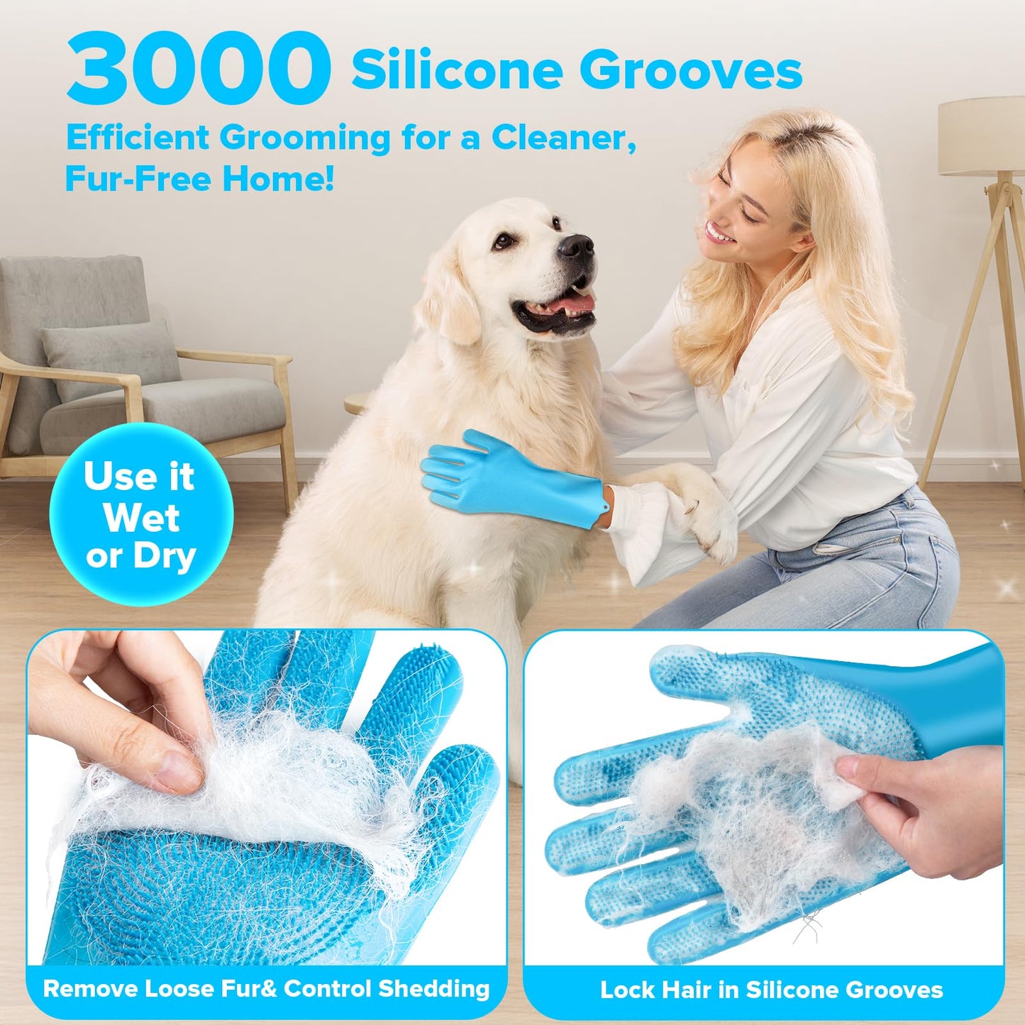 6PCS Grooming & Bath Supplies for Dogs, Cats | Dog Washing Gloves | Dog Bath Brush | Dog Shower Brush | Pet Grooming Gloves | Dog Grooming kit | Pet Supplies for Showerhead & Sprayer (Navy Blue)