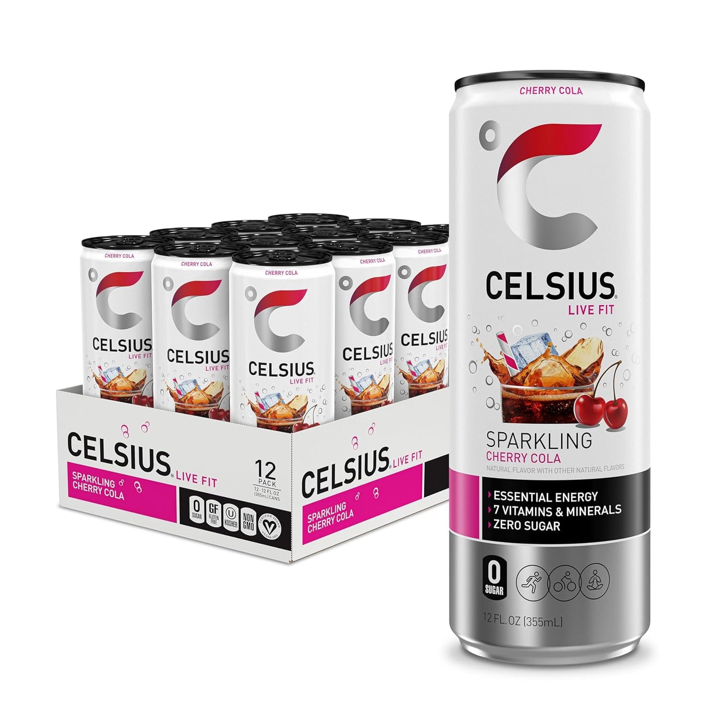 CELSIUS Sparkling Orange, Sugar Free Energy Drink, 12 Fl Oz (Pack of 12)