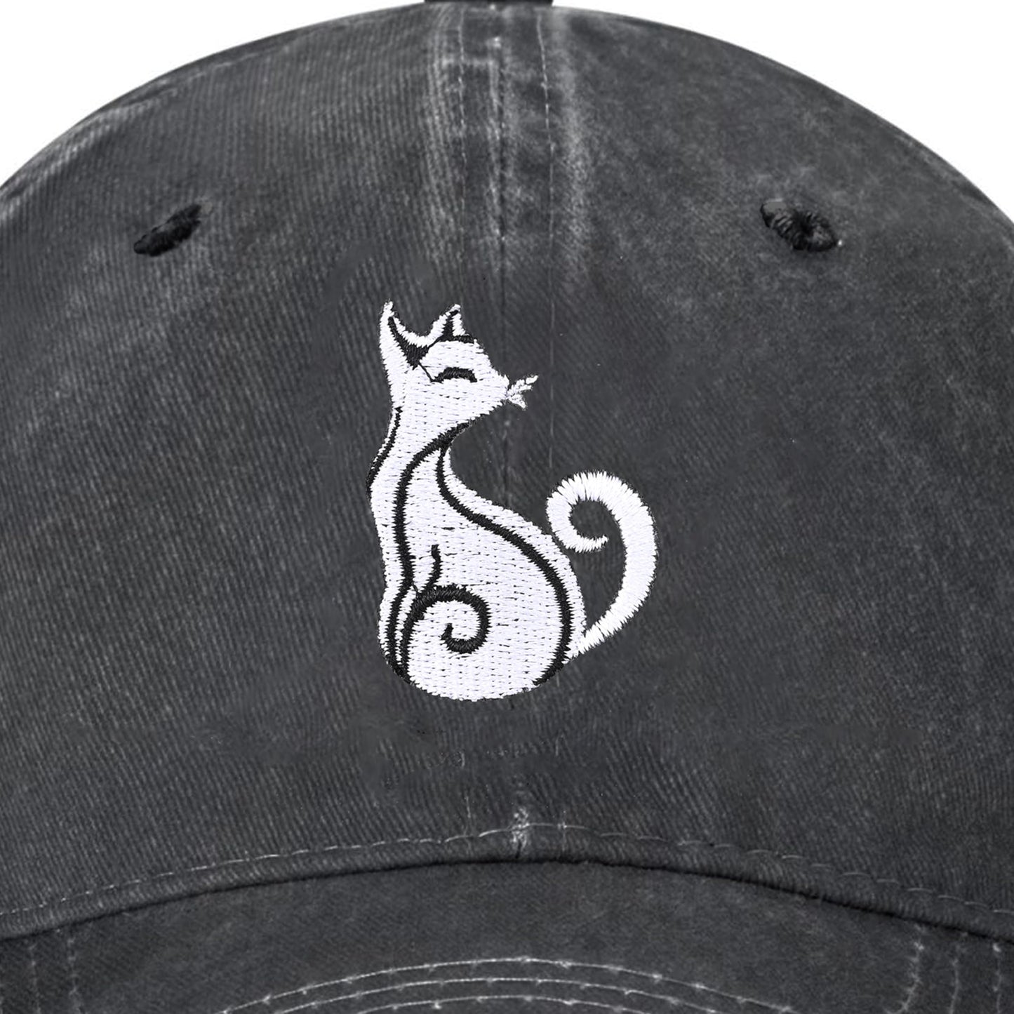 Embroidered Baseball Cap Adjustable Vintage Washed Distressed Denim Baseball Hat for Women Men