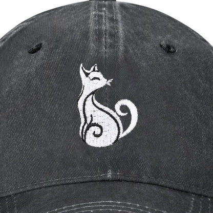 Embroidered Baseball Cap Adjustable Vintage Washed Distressed Denim Baseball Hat for Women Men