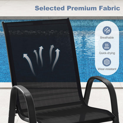 Tangkula Patio Dining Chairs Set of 4, Outdoor Stackable All Weather Heavy Duty Dining Chairs Set with Armrests, Support 330 LBS, for Poolside, Backyard, Garden, Deck, Front Porch (Brown)