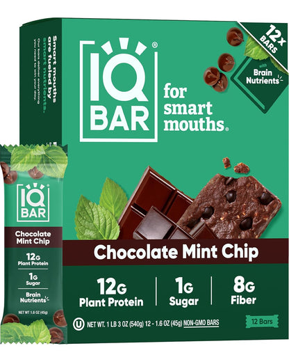 IQBAR Clean Plant Protein Bars, Almond Butter Chip 12-Count | Protein Snack | High Fiber, High Protein, Low Sugar, Clean Label Project Certified | Gluten Free, Dairy Free, Vegan, Keto, Soy Free