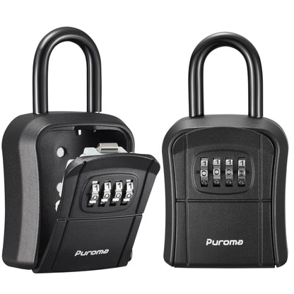 Puroma Key Lock Box, Portable Combination Lockbox Wall-Mounted Key Storage Box for House Keys, Resettable Code Safe Security Lock Box for Home, Office, Apartment Spare Key Storage (1 Pack, Gray)