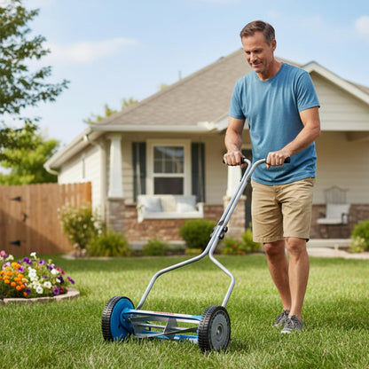 American Lawn Mower 1204-14 14-Inch 4-Blade Push Reel Lawn Mower, Red