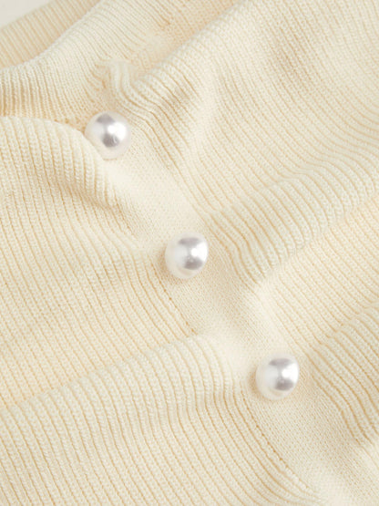 CIDER Faux Pearl Tube Tops for Women Crop Knit Split Hem Ruched Going Out Tops Cute Summer Outfits Y2K