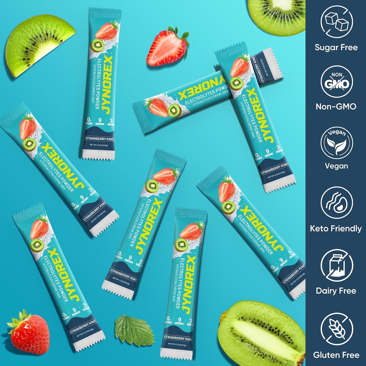 Electrolytes Powder Packets Sugar Free, 30 Sticks High Sodium Hydration Packets, Electrolyte Drink Mix with Lemon Lime Watermelon Peach Berry Kiwi Tropical Punch Lychee Cranberry, 10.5OZ