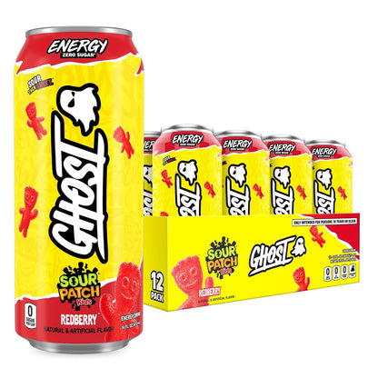 GHOST Energy Drink, Zero Sugars, 12-Pack, Cherry Limeade, 16oz | Energy & Focus Pre Workout Drink, No Artificial Colors, Gluten-Free, Vegan - 200MG Natural Caffeine, L-Carnitine, Taurine