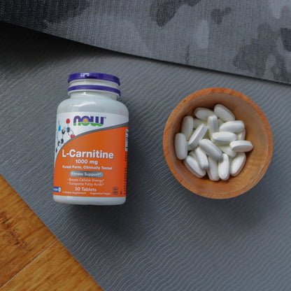 NOW Foods Supplements, L-Carnitine 1,000 mg, Purest Form, Amino Acid, Fitness Support*, 100 Tablets