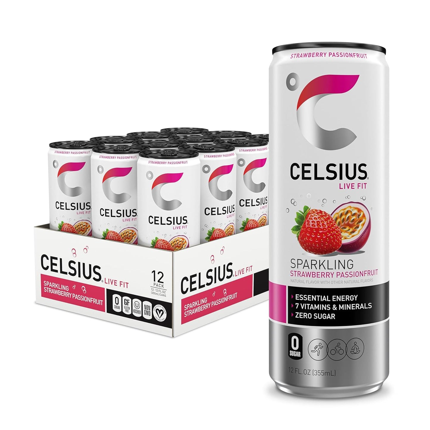 CELSIUS Sparkling Orange, Sugar Free Energy Drink, 12 Fl Oz (Pack of 12)