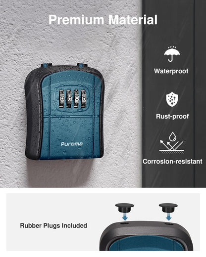 Puroma Key Lock Box, Portable Combination Lockbox Wall-Mounted Key Storage Box for House Keys, Resettable Code Safe Security Lock Box for Home, Office, Apartment Spare Key Storage (1 Pack, Gray)