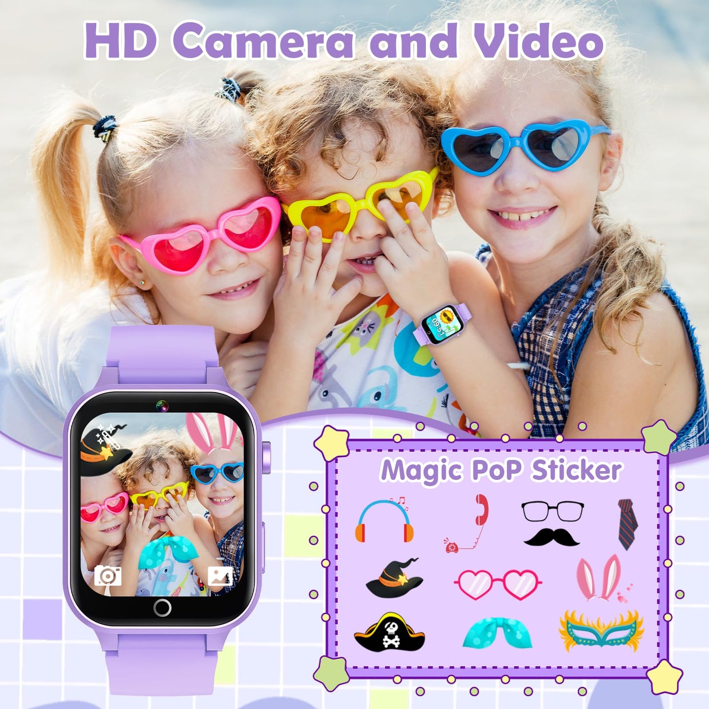 Luyiilo Smart Watch for Kids, with 26 Puzzle Games, Touch Screen, HD Camera, Alarm Clock, Toys for Ages 4-12 Years Old.Birthday Gift for Boys Girls (Blue)