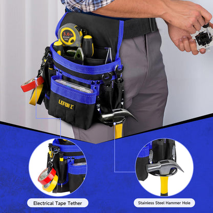 Tool Belt,Magnetic Tool Pouch,14-Pockets Tool Belts for Men,Detachable & Adjustable Tool Pouch belt for Electrician,Carpenter,Construction,Work Apron,Utility Belt,Black-Yellow