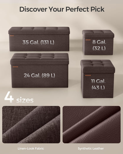 SONGMICS MAZIE Collection - 30 Inches Folding Storage Ottoman Bench, Ottoman Foot Rest, End of Bed Bench, Storage Chest, Load 660 lb, for Living Room, Bedroom, Entryway, Dark Gray ULSF47K