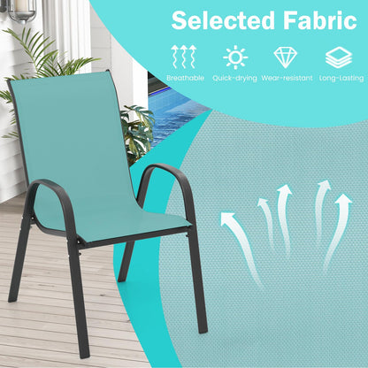 Tangkula Patio Dining Chairs Set of 4, Outdoor Stackable All Weather Heavy Duty Dining Chairs Set with Armrests, Support 330 LBS, for Poolside, Backyard, Garden, Deck, Front Porch (Brown)