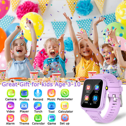 Cosjoype Kids Game Smart Watch for Kids with 39 Puzzle Games HD Touch Screen Camera Music Player Pedometer Alarm Clock Calculator Flashlight 12/24hr Kid Watch Gift for 4-12 Year Old Boys Toys for Kid
