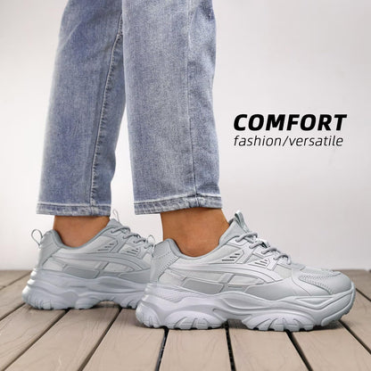 Women's Road Running Shoes Non Slip Ladies Walking Fashion Athletic Chunky Sneakers Work Gym Comfort Lightweight Mesh Soft Sole