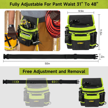 Tool Belt,Magnetic Tool Pouch,14-Pockets Tool Belts for Men,Detachable & Adjustable Tool Pouch belt for Electrician,Carpenter,Construction,Work Apron,Utility Belt,Black-Yellow