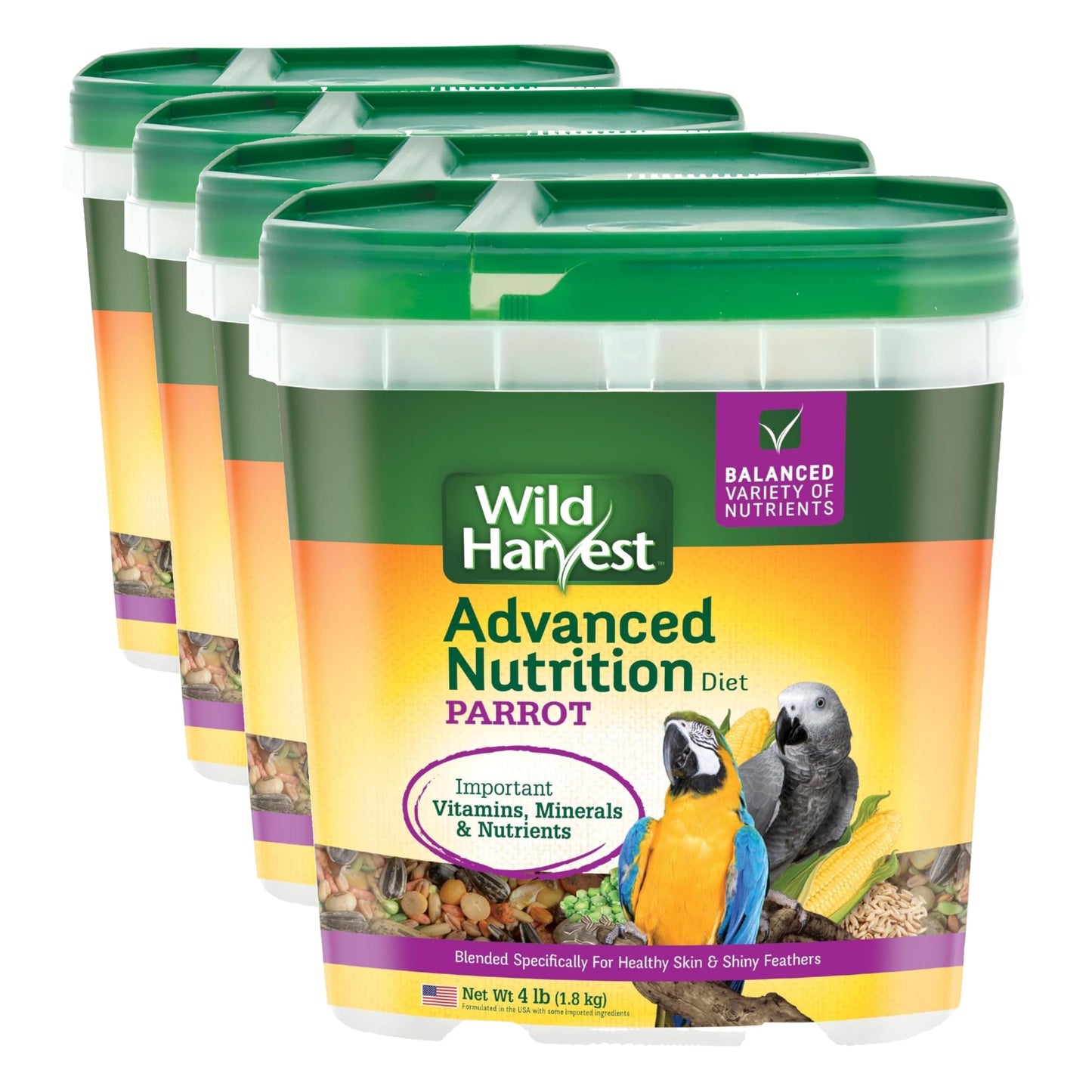 Wild Harvest Advanced Nutrition Parrot 8 Pounds, Seed, Grain and Vegetable Mix (Pack of 2)