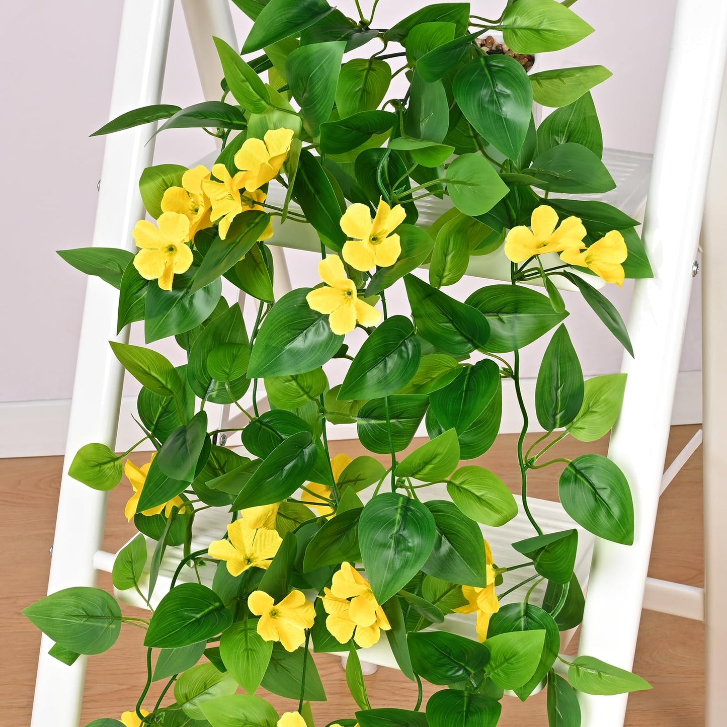 BLEUM CADE Fake Hanging Plants, 2pcs Artificial Pothos Vines Faux Plants Greenery for Wall Home Living Room Office Indoor Outdoor Decor (No Baskets)