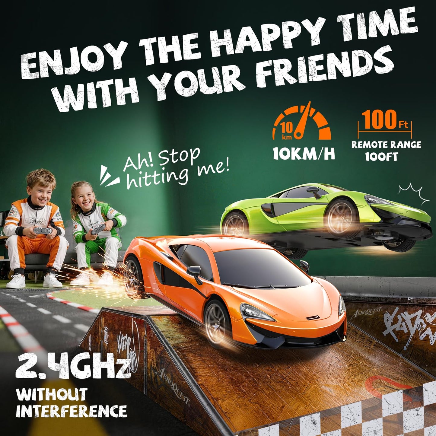 AEROQUEST 1:24 Lamborghini Remote Control Car （Green） | Officially Licensed,Birthday Gift,Toys for ages 3-8,Aventador SVJ Mode,Electric Sport Racing,Hobby RC Cars