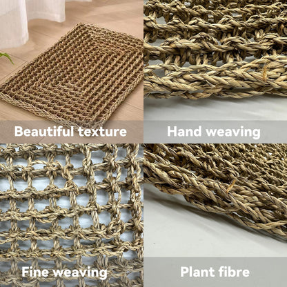 Bird Seagrass Mat 30 x 7 Inch Parrot Natural Seagrass Woven Net Hammock Parakeet Climbing Rope Ladder Mat Chew Toys Cage Accessories for Pigeon Macaw Cockatiel Conure Cockatoo Rat Bearded Dragon