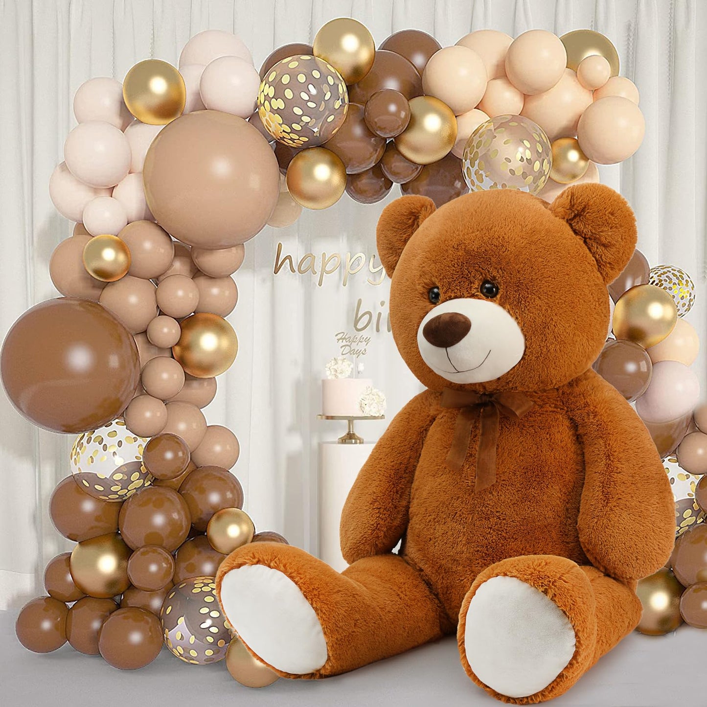 Toys Studio 47 Inch Big Teddy Bear Giant Stuffed Animal for Girls, 4 Feet Large Teddy Bear Baby Shower Party Decorations Kids Women Girlfriend Christmas Valentines Gifts, Light Brown