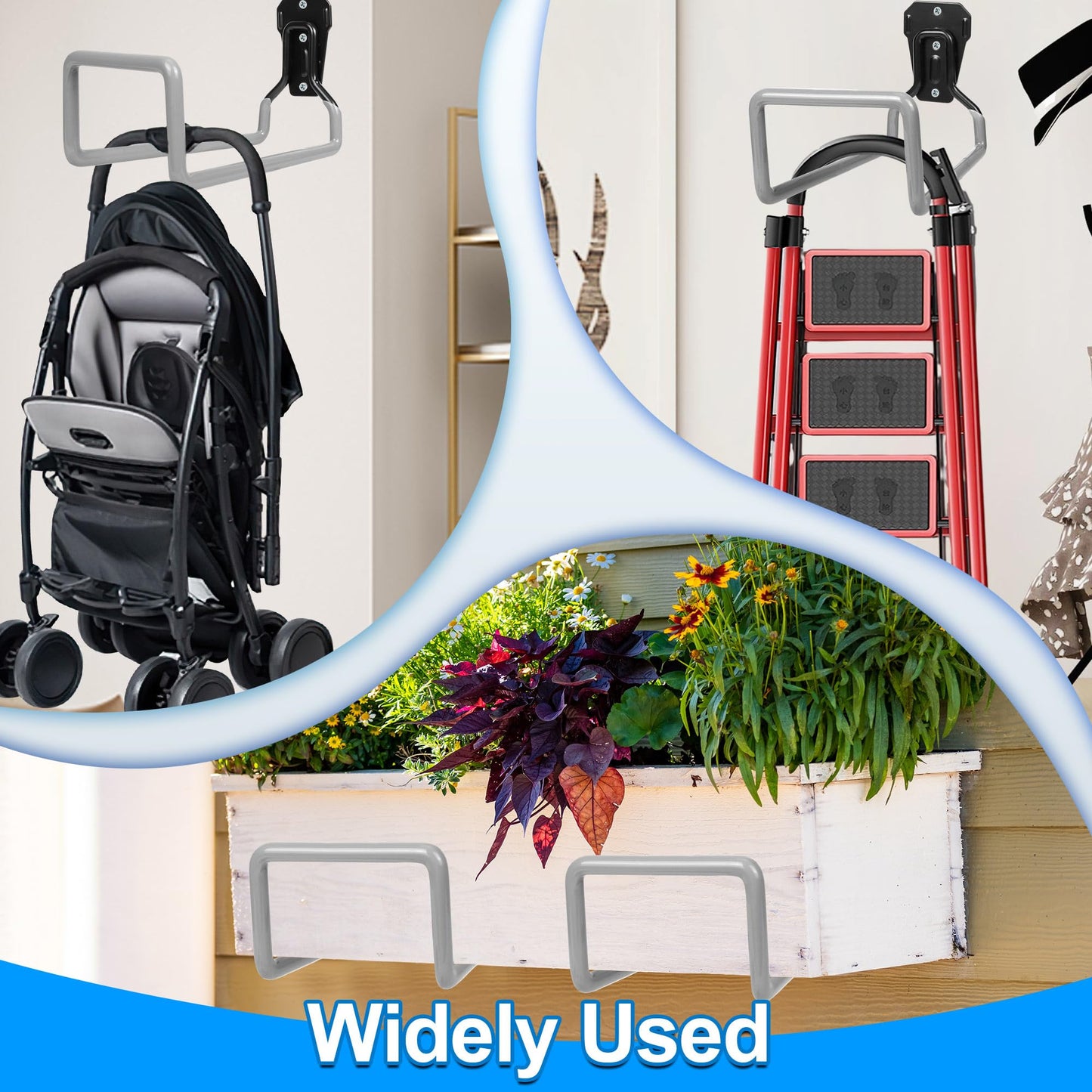 PeoMev Metal Garden Hose Holder - Heavy Duty Hose Hanger Wall Mounted Water Hose Holder for Outside Yard, Sturdy Hose Reel Hose Hooks for Water Hose, Extension Cords