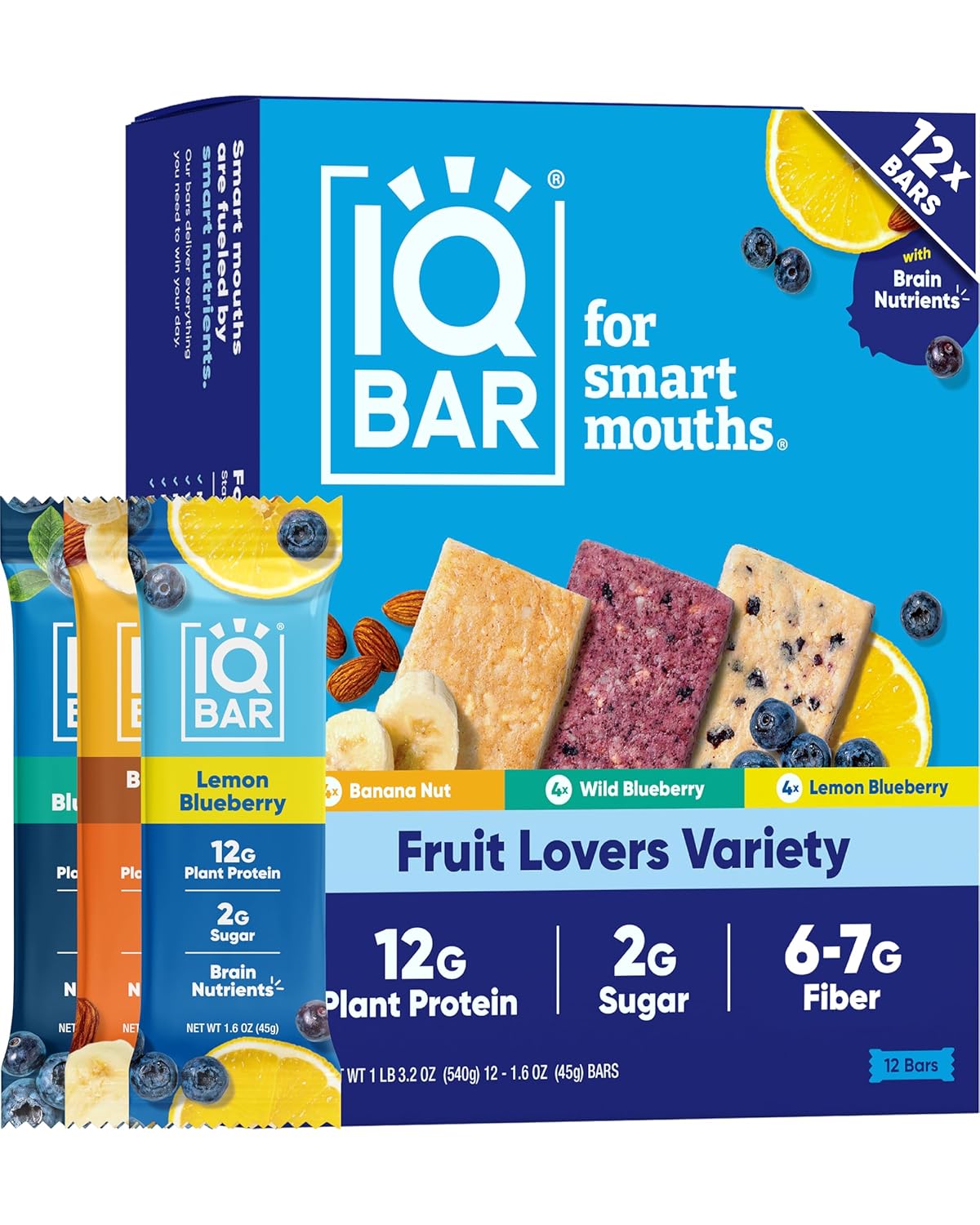 IQBAR Clean Plant Protein Bars, Almond Butter Chip 12-Count | Protein Snack | High Fiber, High Protein, Low Sugar, Clean Label Project Certified | Gluten Free, Dairy Free, Vegan, Keto, Soy Free