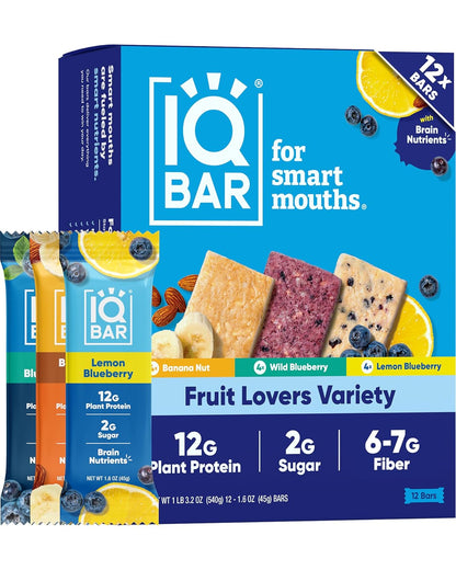 IQBAR Clean Plant Protein Bars, Almond Butter Chip 12-Count | Protein Snack | High Fiber, High Protein, Low Sugar, Clean Label Project Certified | Gluten Free, Dairy Free, Vegan, Keto, Soy Free