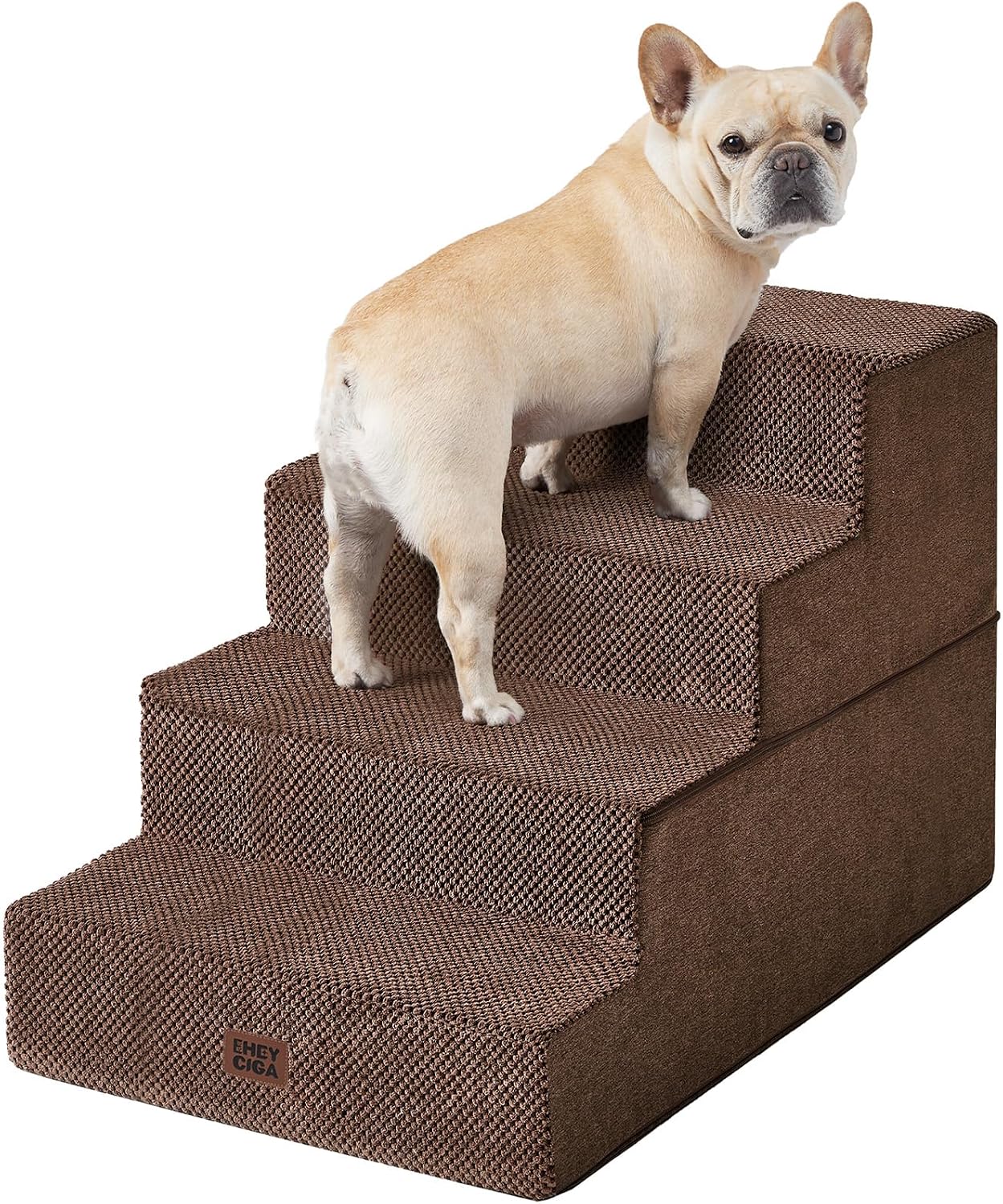 EHEYCIGA Dog Stairs for Small Dogs 13.5" H, 3-Step Dog Steps for Couch Sofa and Chair, Pet Steps for Medium Cats, Non-Slip Balanced Pet Ramp Indoor, Grey